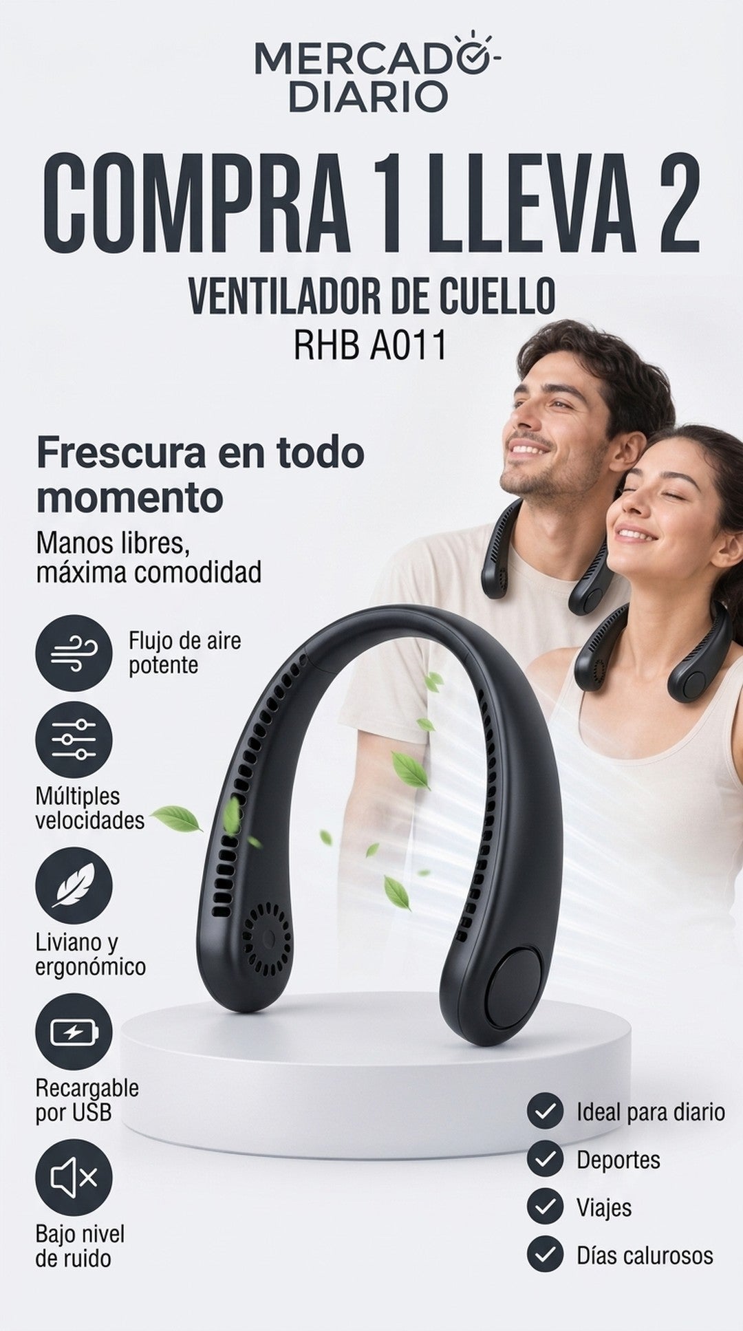 Ventilador de cuello compra 1 lleva 2