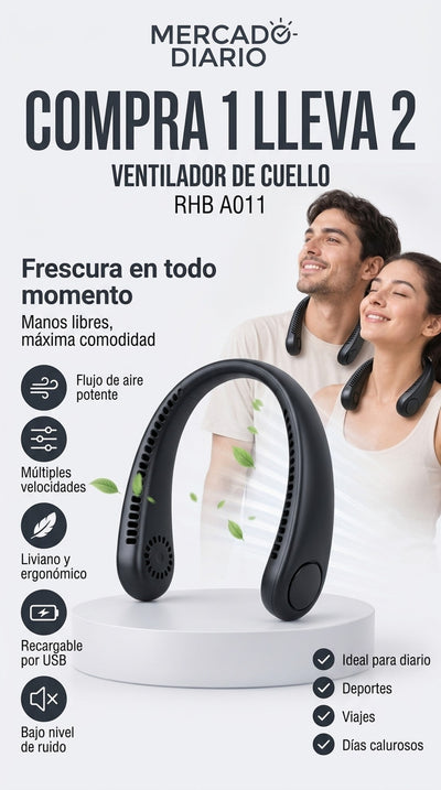 Ventilador de Cuello Portátil Manos Libres Recargable USB (Sin Aspas)
