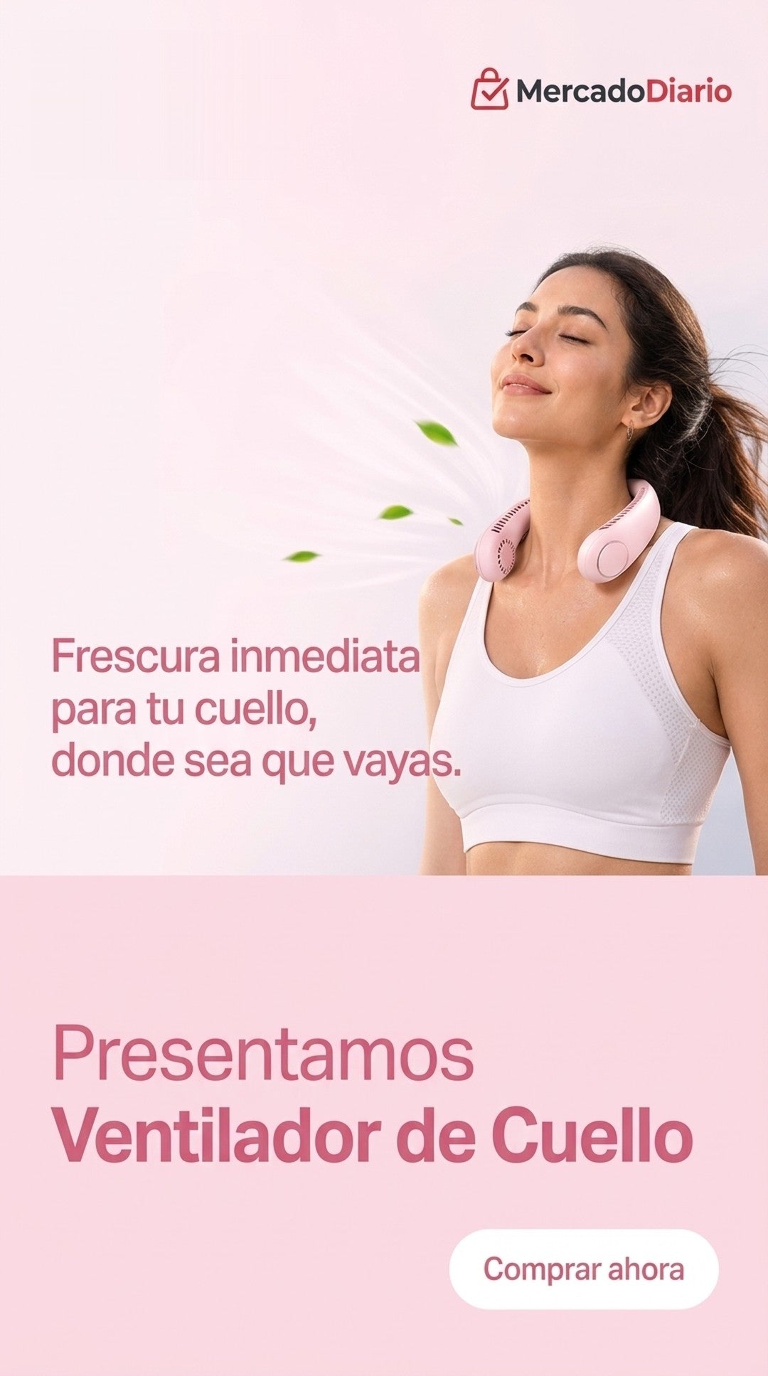 Ventilador de cuello rosa frescura inmediata