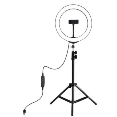 Aro de Luz LED 26 cm con Trípode Ajustable 2.1 M + Soporte para Celular