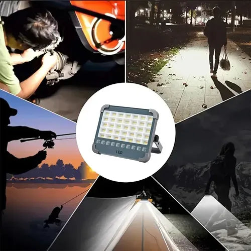 Foco LED Solar de Emergencia y Camping + Power Bank Recargable (IP66)