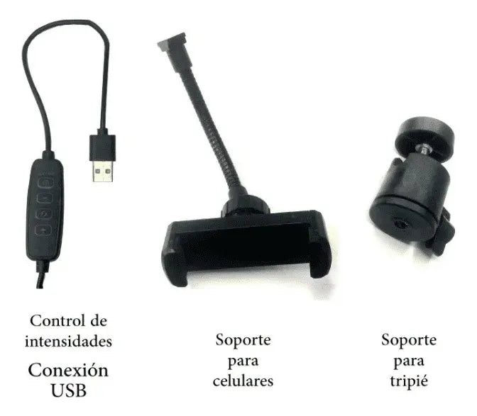 Aro de Luz LED 26 cm con Trípode Ajustable 2.1 M + Soporte para Celular